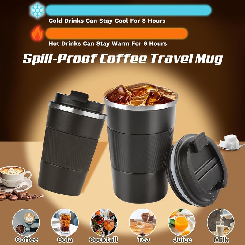 SPLMIFA Vacuum-Insulated Stainless Steel Travel Coffee Mug, Leak-Proof Reusable Coffee Cup with Lid - Keep Hot & Cold Drinks for Hours, Durable Thermos Tumbler for Men & Women (3rd-Black, 12OZ) - Image 2